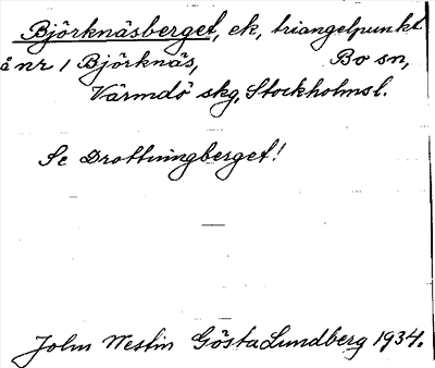 Bild på arkivkortet för arkivposten Björknäsberget