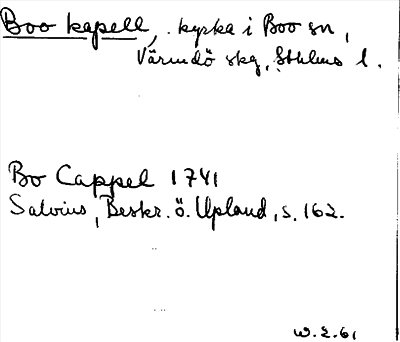 Bild på arkivkortet för arkivposten Boo kapell