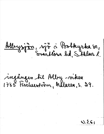 Bild på arkivkortet för arkivposten Albysjön