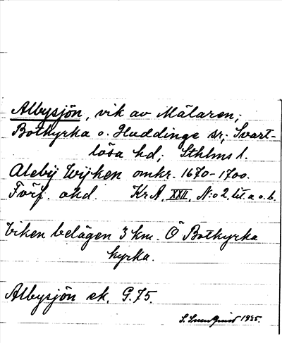Bild på arkivkortet för arkivposten Albysjön