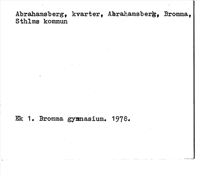 Bild på arkivkortet för arkivposten Abrahamsberg