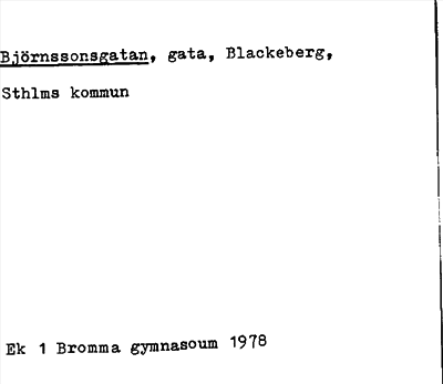 Bild på arkivkortet för arkivposten Björnssonsgatan