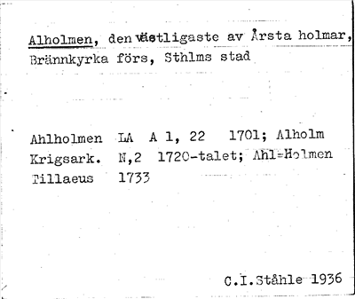 Bild på arkivkortet för arkivposten Alholmen