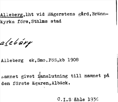 Bild på arkivkortet för arkivposten Alleberg