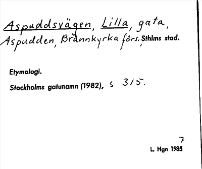 Bild på arkivkortet för arkivposten Aspuddsvägen, Lilla