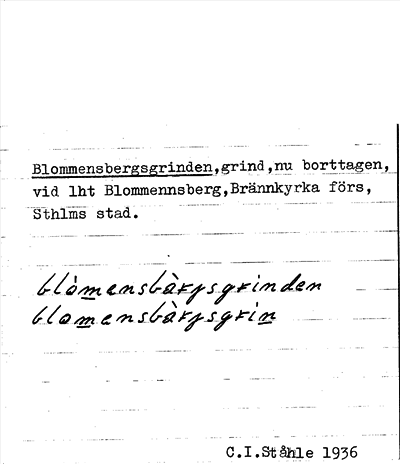 Bild på arkivkortet för arkivposten Blommensbergsgrinden