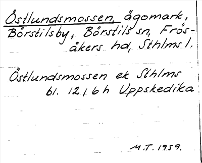 Bild på arkivkortet för arkivposten Östlundsmossen