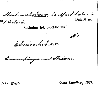 Bild på arkivkortet för arkivposten Abrahamsholmen