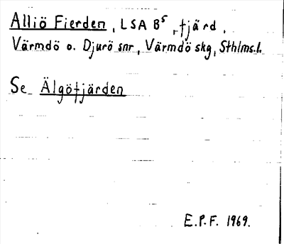 Bild på arkivkortet för arkivposten Alliö Fierden, se Älgöfjärden
