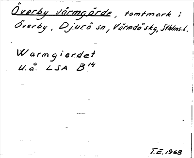 Bild på arkivkortet för arkivposten Överby värmgärde