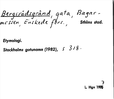 Bild på arkivkortet för arkivposten Bergsrådsgränd