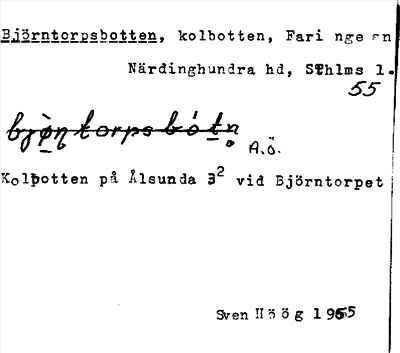 Bild på arkivkortet för arkivposten Björntorpsbotten