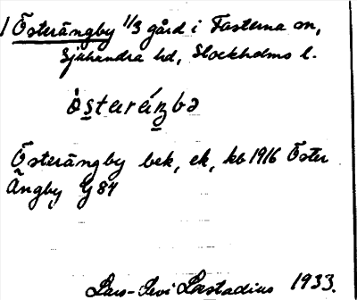 Bild på arkivkortet för arkivposten Österängby