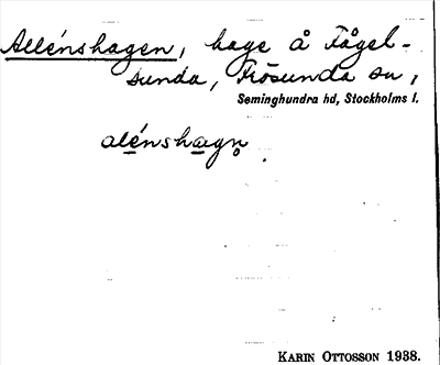 Bild på arkivkortet för arkivposten Allénshagen