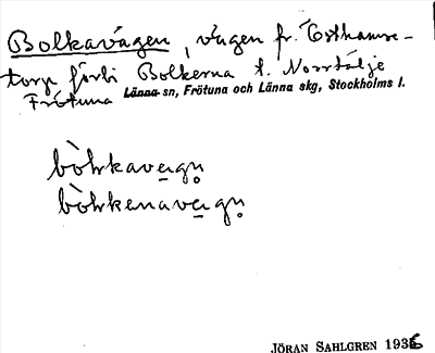Bild på arkivkortet för arkivposten Bolkavägen
