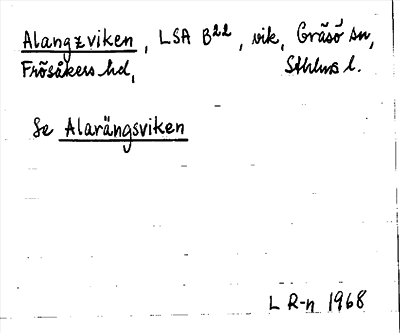 Bild på arkivkortet för arkivposten Alangzviken, se Alarängsviken