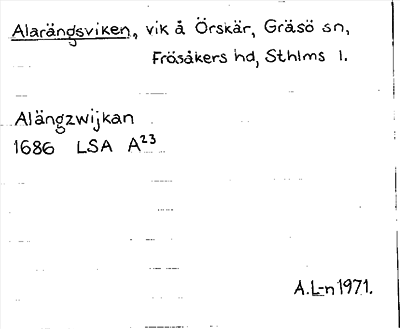 Bild på arkivkortet för arkivposten Alarängsviken