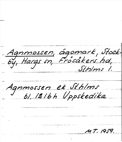 Bild på arkivkortet för arkivposten Agnmossen