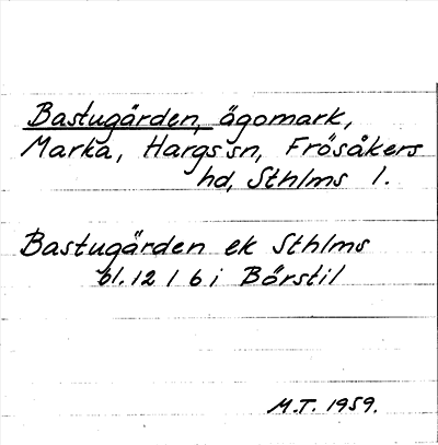 Bild på arkivkortet för arkivposten Bastugärden