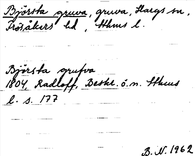 Bild på arkivkortet för arkivposten Björsta gruva