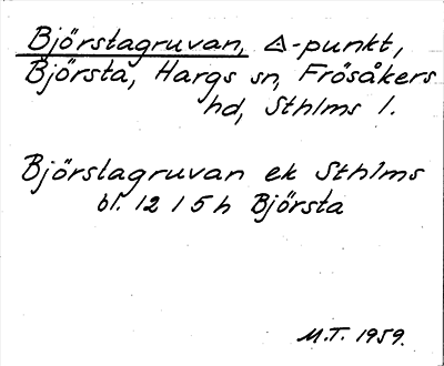 Bild på arkivkortet för arkivposten Björstagruvan