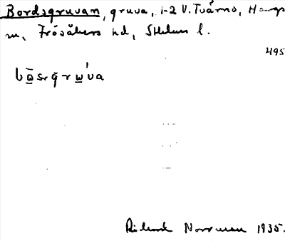 Bild på arkivkortet för arkivposten Bordsgruvan