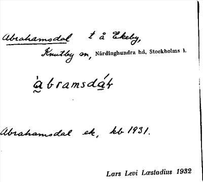 Bild på arkivkortet för arkivposten Abrahamsdal