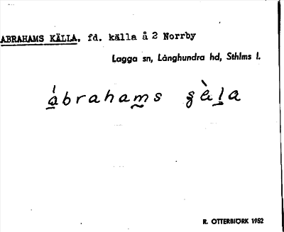 Bild på arkivkortet för arkivposten Abrahams Källa