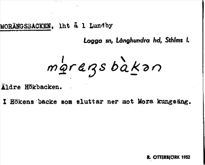 Bild på arkivkortet för arkivposten Morängsbacken