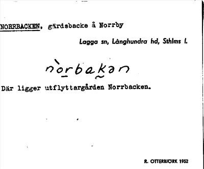 Bild på arkivkortet för arkivposten Norrbacken