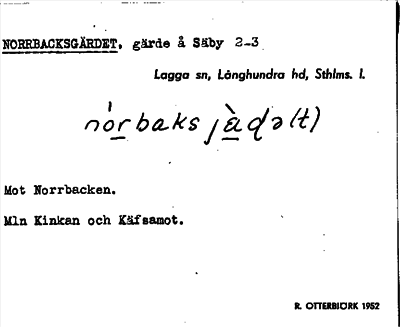 Bild på arkivkortet för arkivposten Norrbacksgärdet