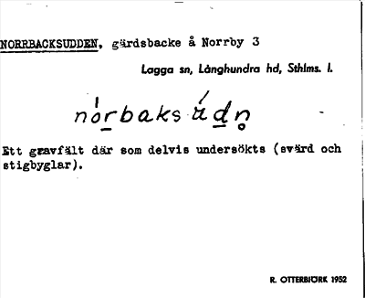 Bild på arkivkortet för arkivposten Norrbacksudden