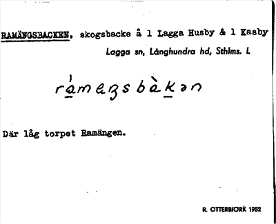 Bild på arkivkortet för arkivposten Ramängsbacken