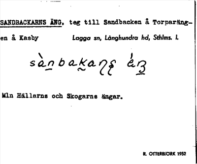 Bild på arkivkortet för arkivposten Sandbackarns Äng