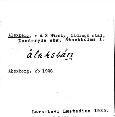 Bild på arkivkortet för arkivposten Alexberg