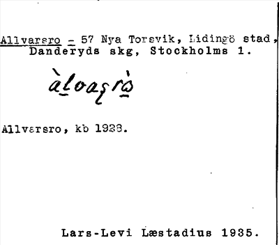 Bild på arkivkortet för arkivposten Allvarsro