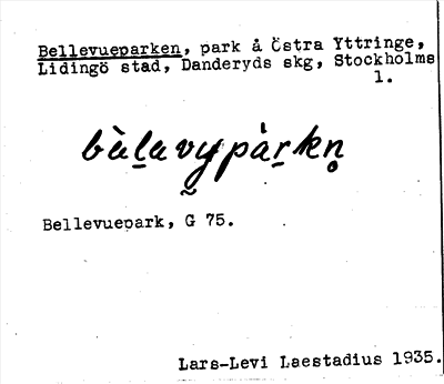 Bild på arkivkortet för arkivposten Bellevueparken
