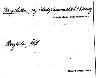 Bild på arkivkortet för arkivposten Bergsliden