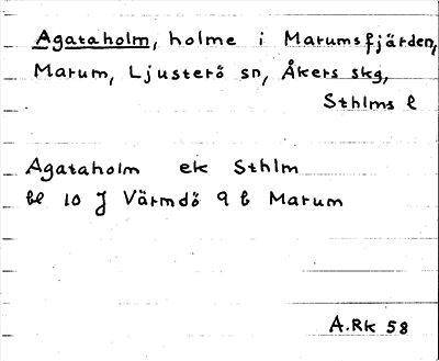 Bild på arkivkortet för arkivposten Agataholm