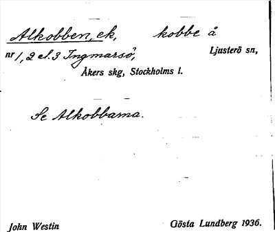 Bild på arkivkortet för arkivposten Alkobben