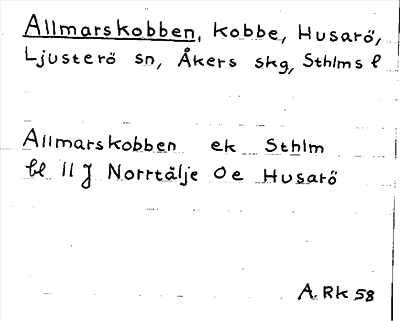 Bild på arkivkortet för arkivposten Allmarskobben