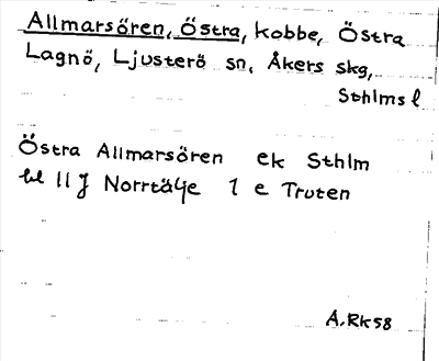 Bild på arkivkortet för arkivposten Allmarsören, Östra