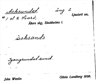 Bild på arkivkortet för arkivposten Asksundet