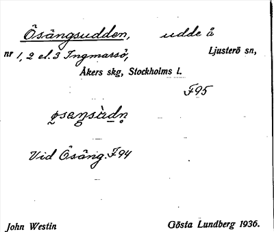 Bild på arkivkortet för arkivposten Ösängsudden
