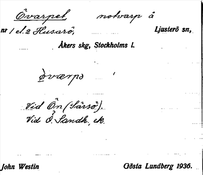 Bild på arkivkortet för arkivposten Övarpet