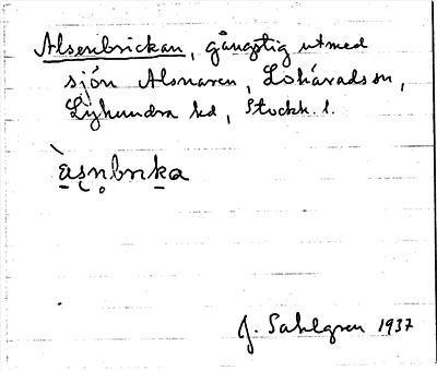Bild på arkivkortet för arkivposten Alsenbrickan