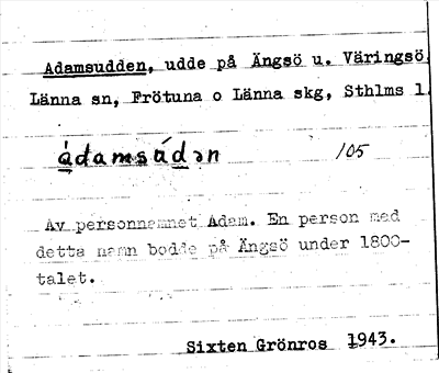Bild på arkivkortet för arkivposten Adamsudden