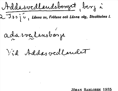 Bild på arkivkortet för arkivposten Addasvedlandsberget
