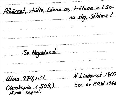 Bild på arkivkortet för arkivposten Alkärret, se Hagalund