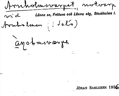 Bild på arkivkortet för arkivposten Arnholmsvarpet